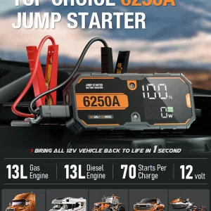 Portable Car 12V  Jump Starter Power Bank 6250A 30000mAh 12V