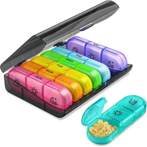 7-Day Pill Box Organizer with 21 grids for 3 Times Daily Use