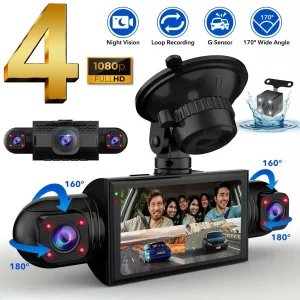 Car Dash Cam, 4 Channel, 1080P